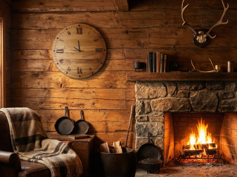 Ahşap duvar saati — doğal kayın doku detay